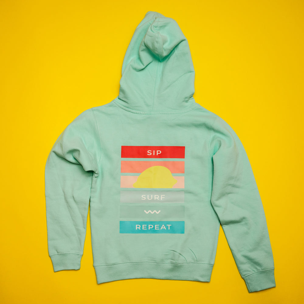 
            
                Load image into Gallery viewer, Youth SIP SURF REPEAT Hooded, Pocket Sweatshirt
            
        